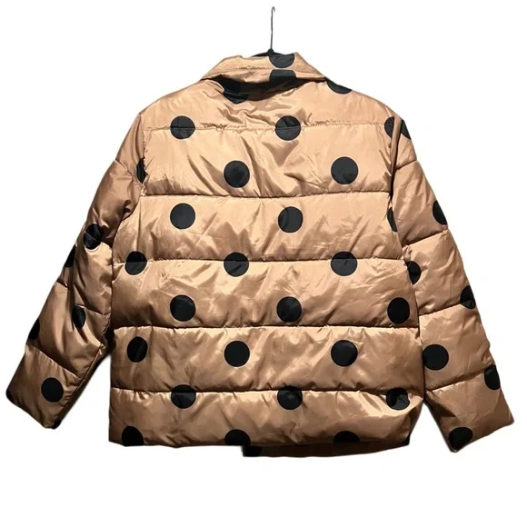 Who What Wear Gold and Black Polka Dot Puffer Jacket Size L - Picture 5 of 8